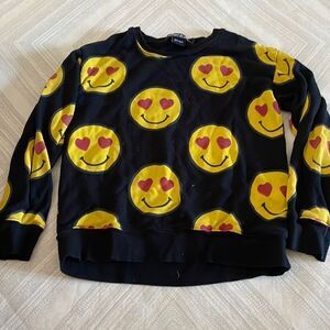 Flowers by Zoe Girls Emoji Heart Smile Black Sweatshirt, Size 6